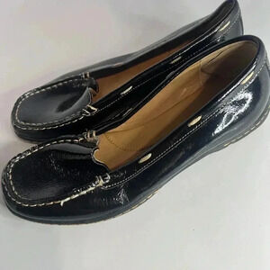 Bjorndal womens Blythe slip on loafers 7M black glossy leather casual buisness
